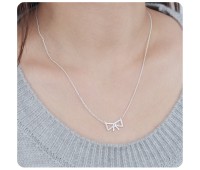Lovely CZ Bow Silver Necklace SPE-1292